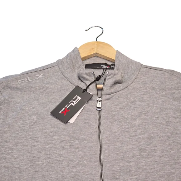 RLX Ralph Lauren Golf Mockneck Jacket Full Zip Stretch Hthr Grey Mens L NWT $228 - Picture 5 of 12